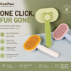 CoziPaw self-cleaning brush removing loose hair from a pet coat