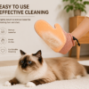 CoziPaw grooming glove removing loose hair from a pet coat