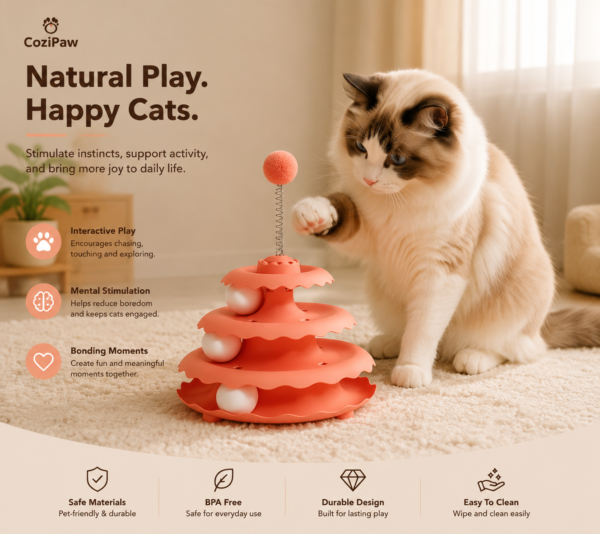 CoziPaw interactive cat turntable toy with mental stimulation for indoor cats