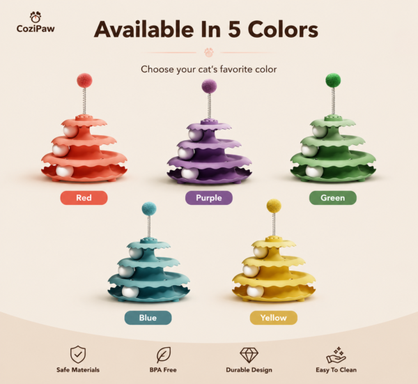 CoziPaw interactive cat toy available in multiple colors