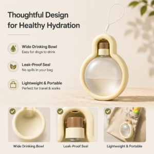 CoziPaw portable dog water bottle with built-in drinking bowl