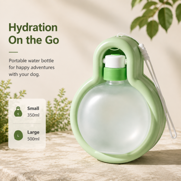 CoziPaw portable dog water bottle 350ml and 500ml size comparison
