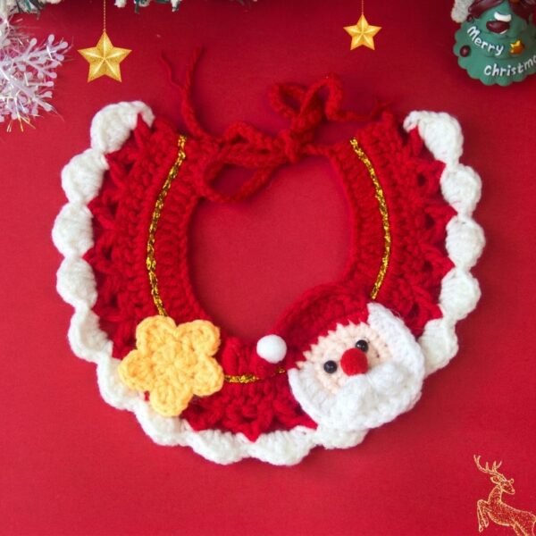 CoziPaw red Christmas collar B31 featuring Santa Claus and bright yellow star.